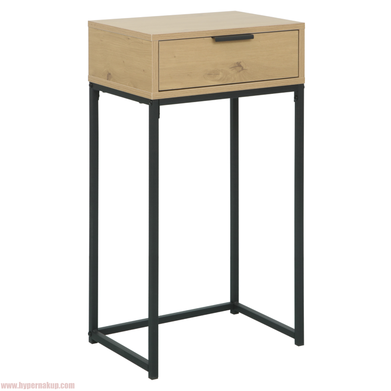Konzolový stolík so zásuvkou, dub/čierna, LERTOS