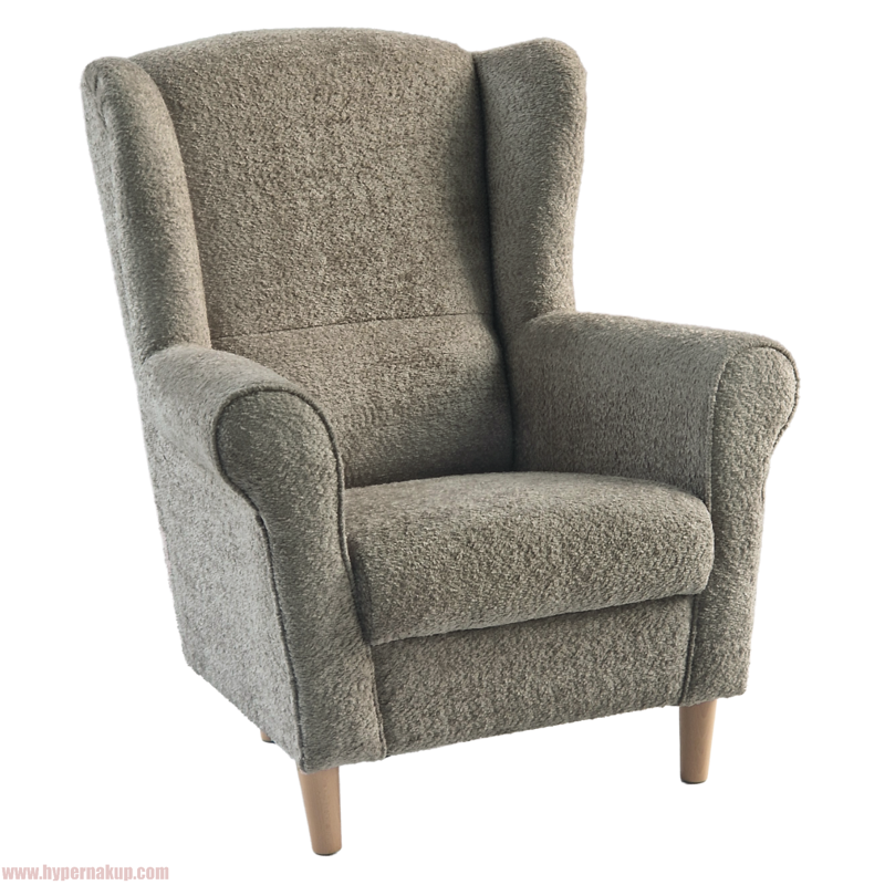 Kreslo ušiak, sivobéžová Taupe látka Coral, CHARLOT