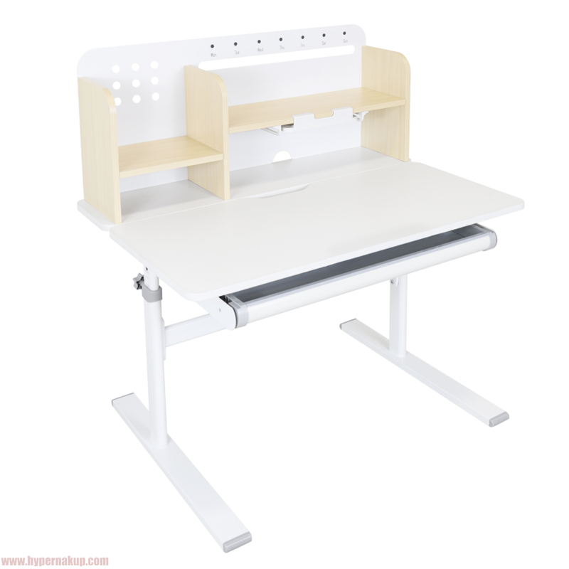 Rastúci písací stôl, prírodná/biela, ADAN