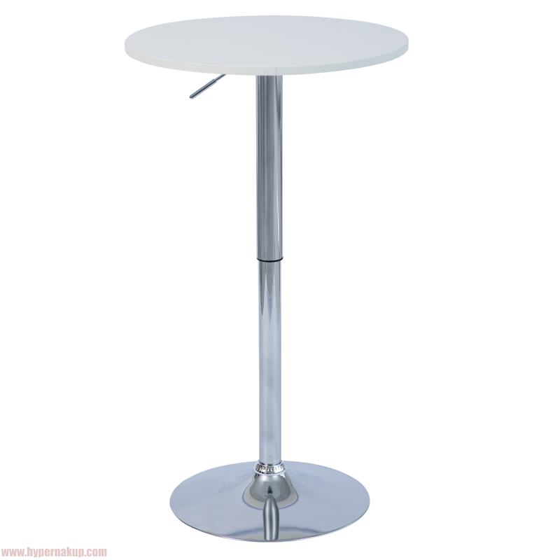 Barový stôl s nastaviteľnou výškou, biela, priemer 60 cm, BRANY 3 NEW