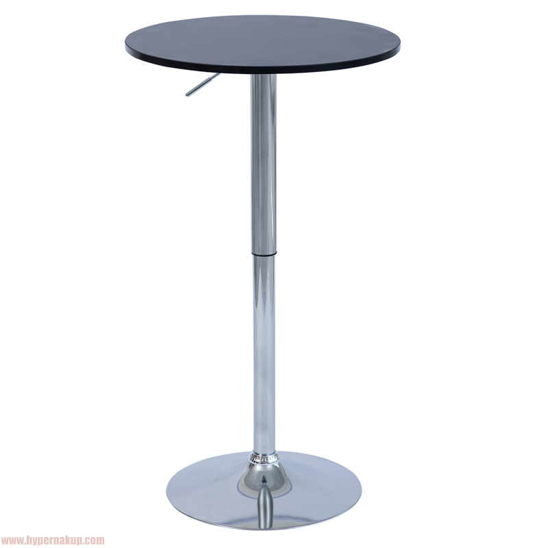 Barový stôl s nastaviteľnou výškou, čierna, priemer 60 cm, BRANY 3 NEW