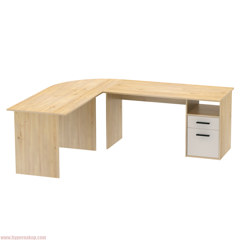 Rohový PC stôl, dub artisan/kašmír, MAURUS NEW MA11