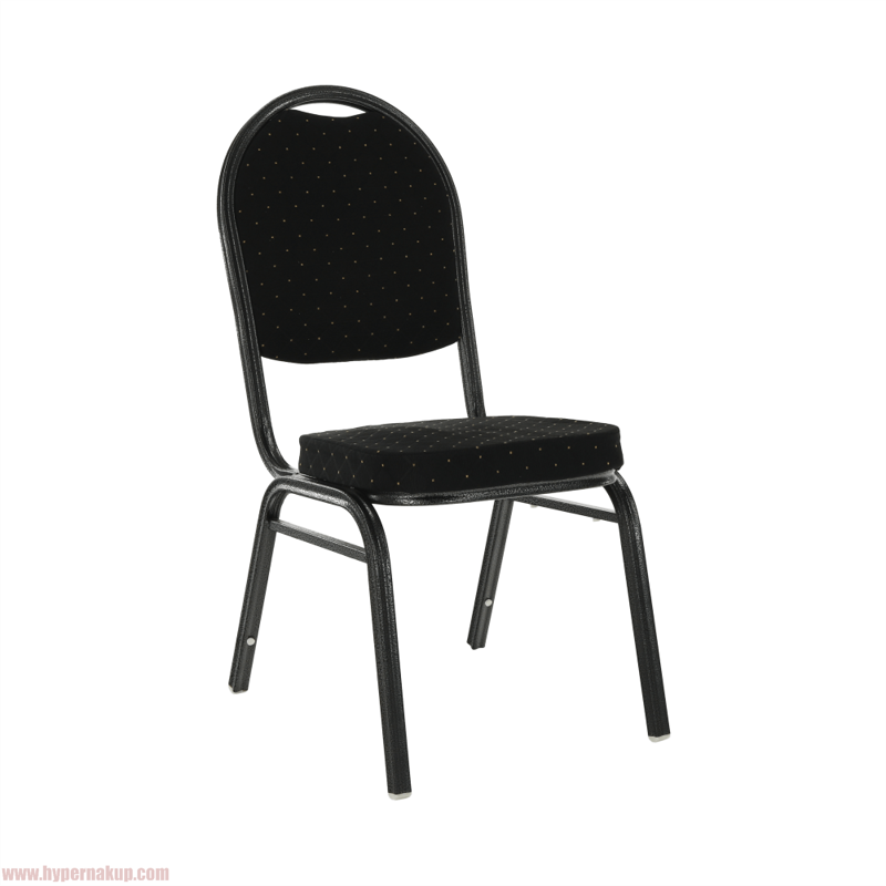 Stolička, stohovateľná, látka čierna /sivý rám, JEFF 2  NEW