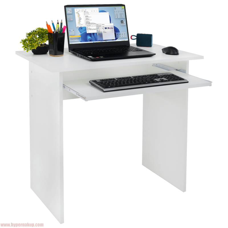 PC stôl, biely, VERNER NEW