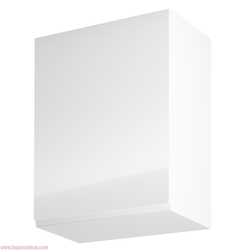 Horná skrinka, biela/biely extra vysoký lesk, ľavá, AURORA G601F