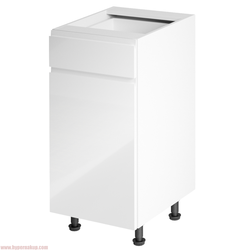 Spodná skrinka, biela/biela extra vysoký lesk, ľavá, AURORA D40S1