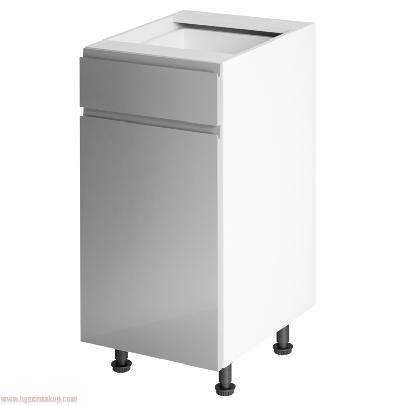 Spodná skrinka, biela/sivá extra vysoký lesk, ľavá, AURORA D40S1
