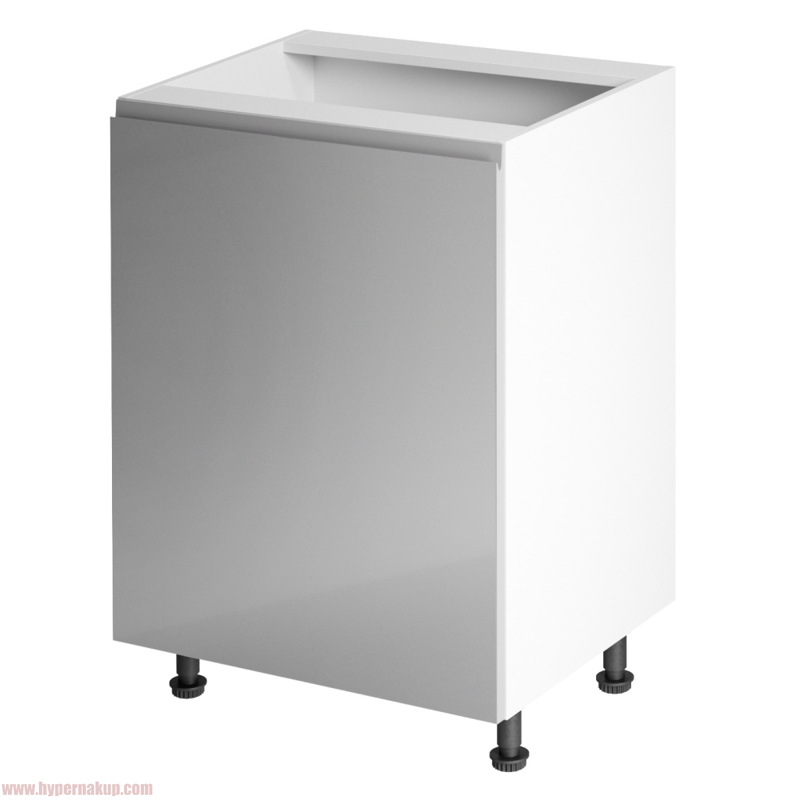 Spodná skrinka, biela/sivá extra vysoký lesk, ľavá, AURORA D601F