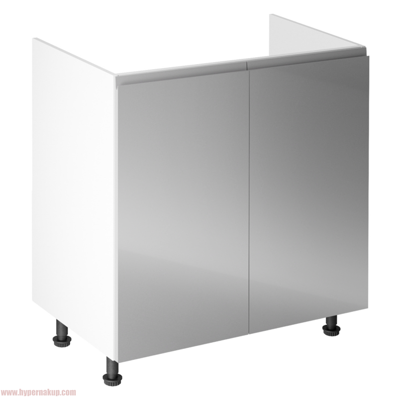 Drezová skrinka, biela/sivá extra vysoký lesk, AURORA D80Z