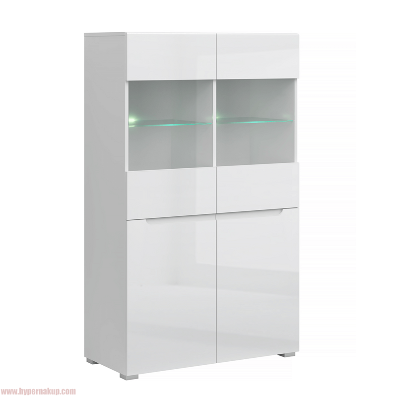 Vitrína 2D2W, biela/biely extra vysoký lesk HG, JOLK Vitrína 2D2W, biela/biely extra vysoký lesk HG, JOLK