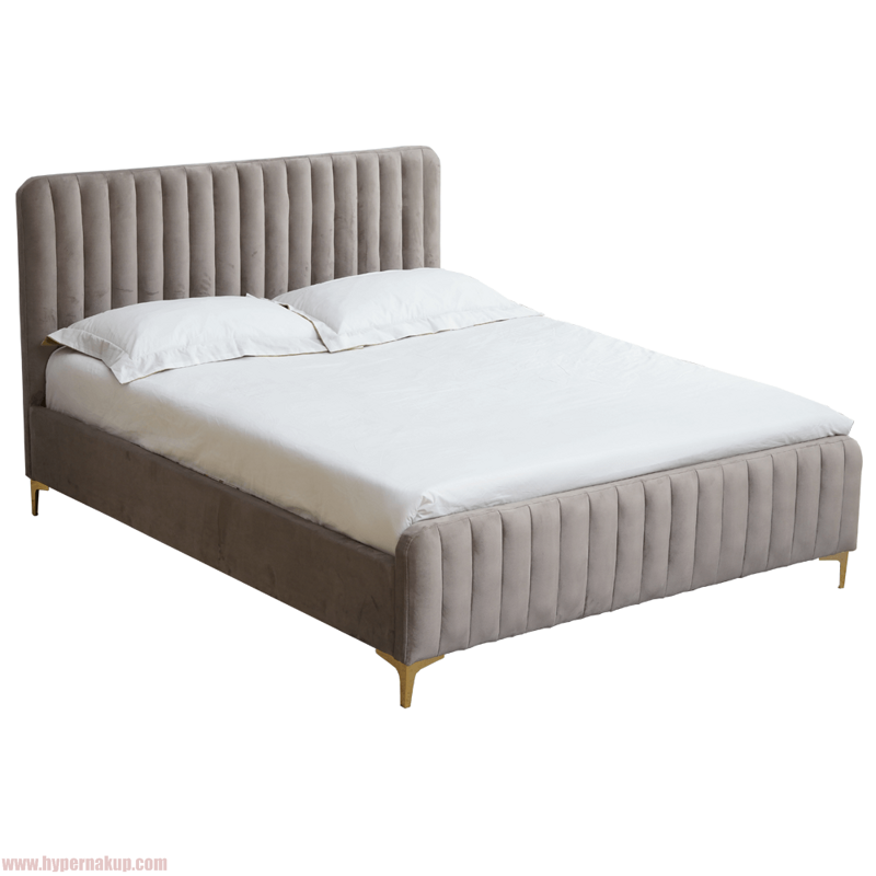 Posteľ, sivohnedá Taupe/gold chróm zlatý matný, 140x200, KAISA Posteľ, sivohnedá Taupe/gold chróm zlatý matný, 140x200, KAISA