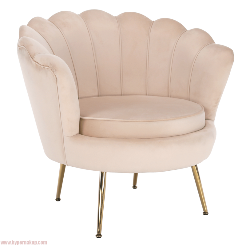 Kreslo v štýle Art-deco, béžová Velvet látka/gold chróm-zlatý, NOBLIN Kreslo v štýle Art-deco, béžová Velvet látka/gold chróm-zlatý, NOBLIN