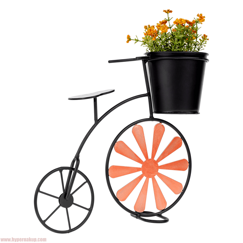 RETRO kvetináč v tvare bicykla, bordová/čierna, SEMIL