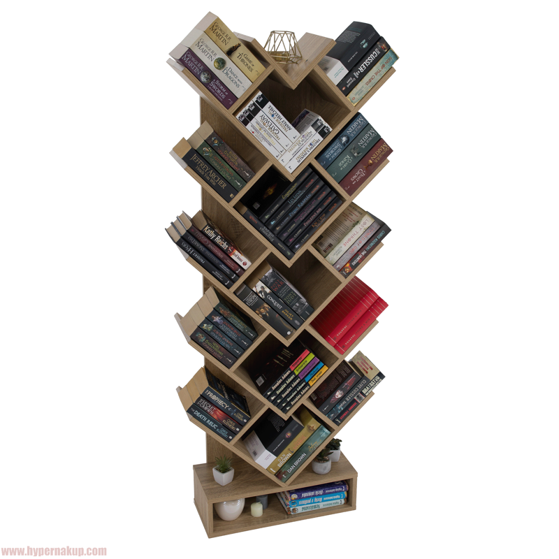 Regál, hnedosivý dub, VEVEY