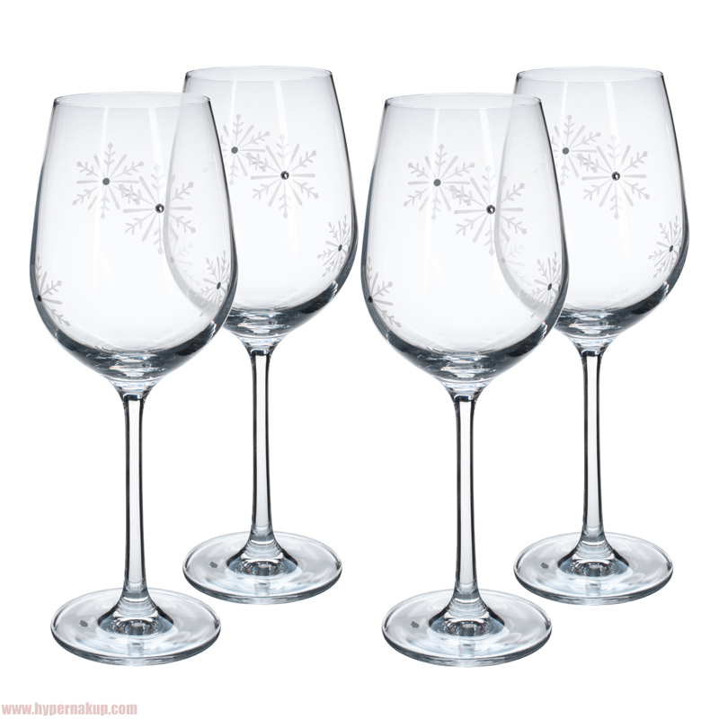 SNOWFLAKE VINO, poháre na víno, set 4 ks, s kryštálmi, 450 ml SNOWFLAKE VINO, poháre na víno, set 4 ks, s kryštálmi, 450 ml