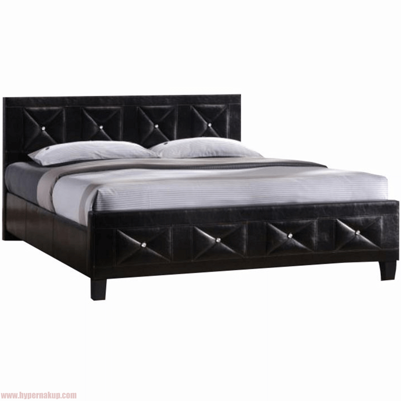 Manželská posteľ, s roštom, ekokoža čierna, 160x200, CARISA
